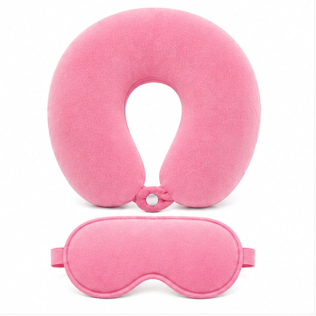 ONOTIC Kids Travel Neck Pillow, Comfort Support for Boys Girls, Neck Pillow for Girls Boys, Travel Accessories (Pig with Eyes Mask)