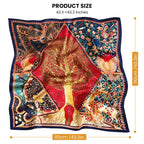 Ciroq Women's Printed Shiny Arabian Style Luxury Floral Pattern Satin Silk Head Scarf - Neck Scarf (Square)