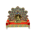 KITDAO Handicraft Wood Laddu Gopal Meenakari Singhasan for Pooja Mandir,Peacock Swing Jhula for Idol Wooden Singhasan Laddu Gopal Sinhasan for Pooja Mandir