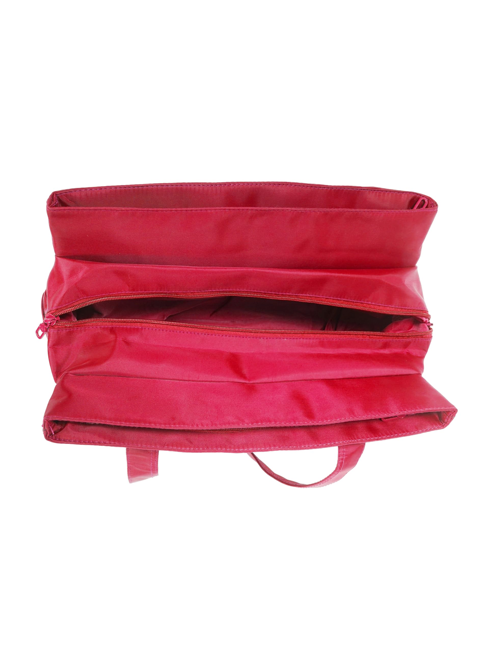 Pbs Creations Women’s Tote Bag | 3 Compartments | Bottle & Umbrella Pocket | Front, Back & Inner Zipper Pockets | Office, Travel & Shopping Handbag | Water-Resistant | 27 x 41 x 17 cm – Pink