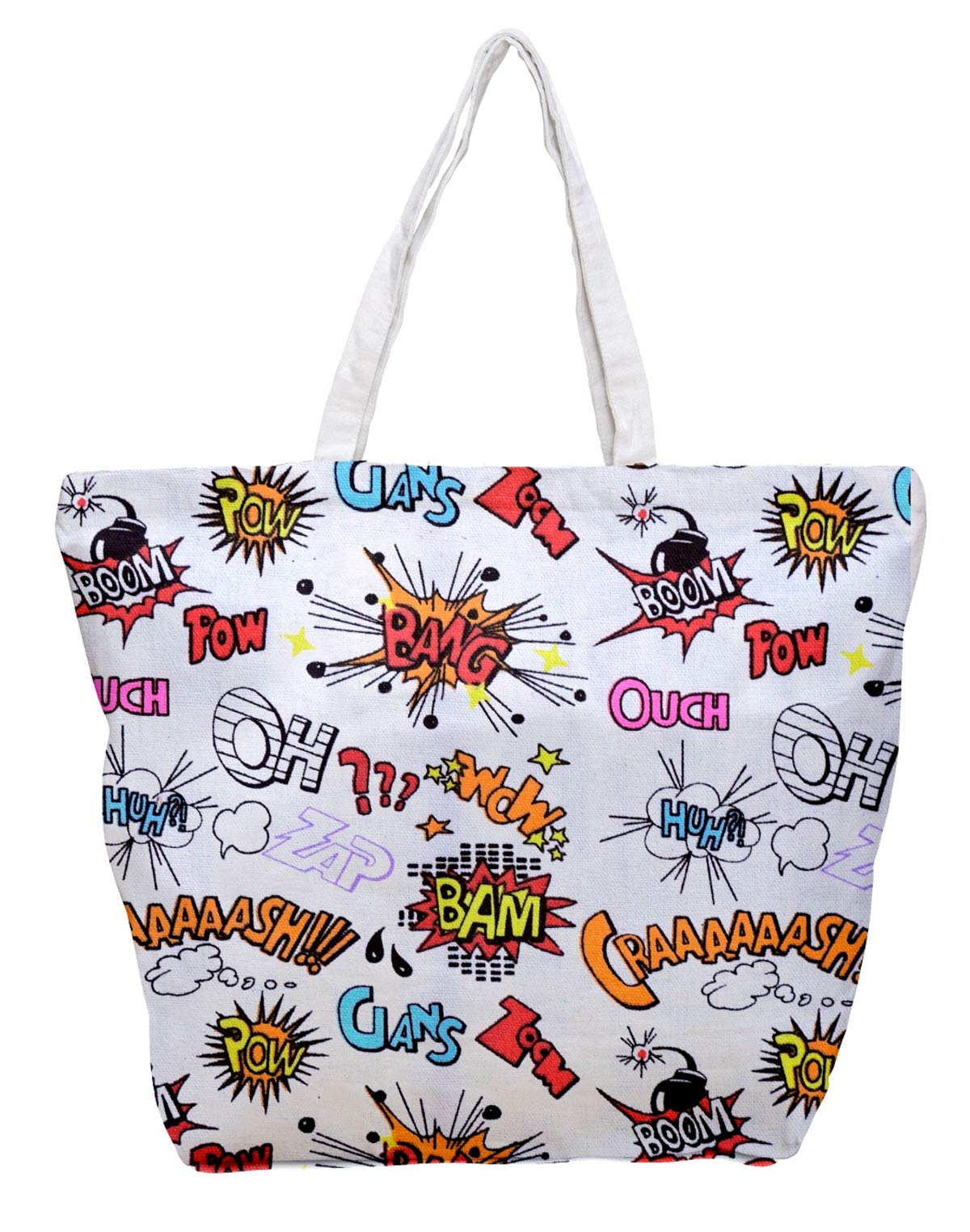 JEH BAGS Cotton Jute Shoulder Bag|Folding Button Bag|Printed Tote Shopping Bags|Market Travel large Bag - 52 x 2 x 45.5 cm