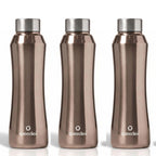 Speedex Stainless Steel Water Bottle 1 Ltr, Leak Proof Screw Cap, BIS Approved 1000 ml Metal Bottle For Daily, Office, School, Gym, Travel Use for Men, Women, Kids, Adults, Copper Gold, Set of 3