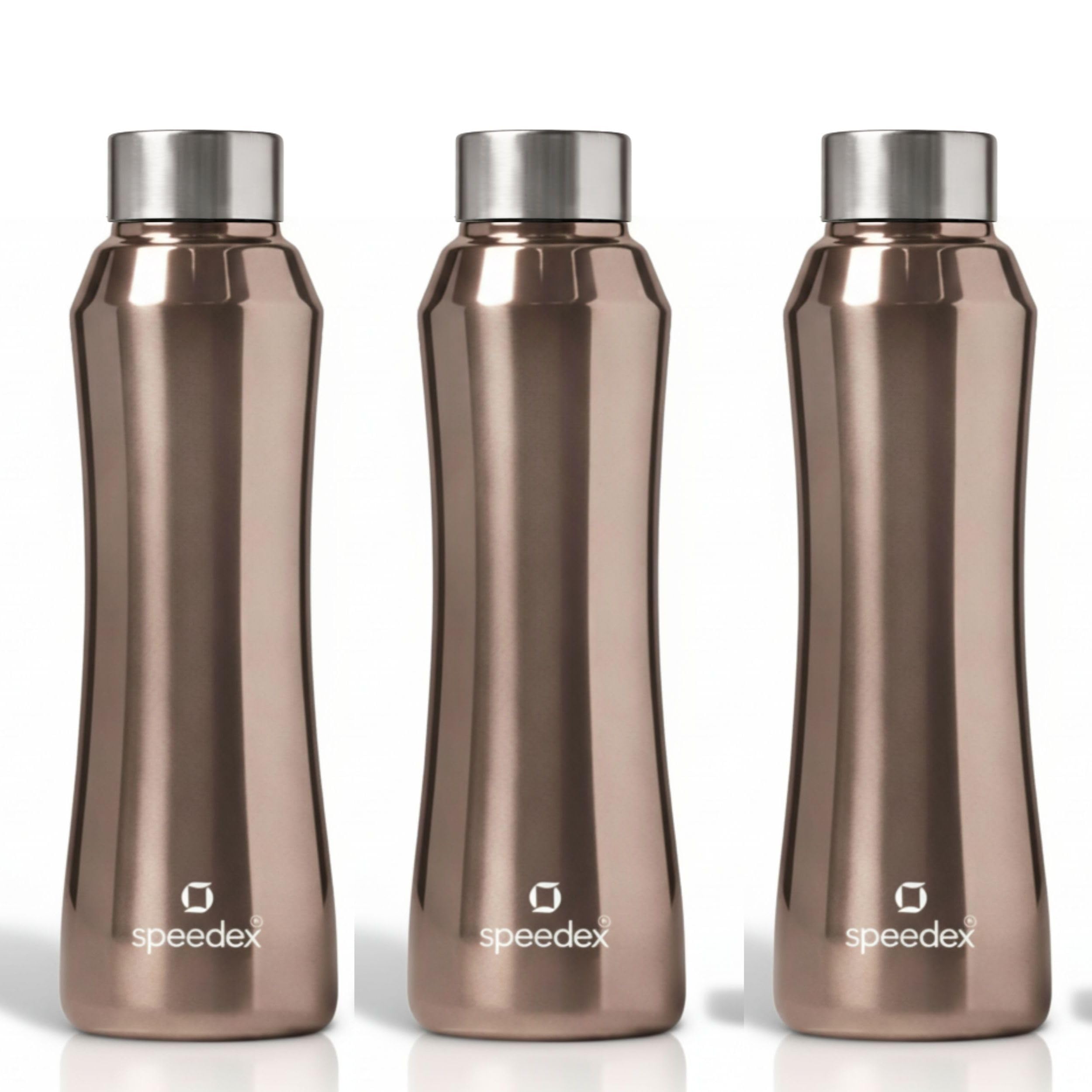 Speedex Stainless Steel Water Bottle 1 Ltr, Leak Proof Screw Cap, BIS Approved 1000 ml Metal Bottle For Daily, Office, School, Gym, Travel Use for Men, Women, Kids, Adults, Copper Gold, Set of 3