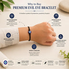 Handmade Evil Eye Bracelet Set of 4 | Black Thread Adjustable Bracelets for Women, Men, Girls & Boys | 6 mm Nazar Charm Protection Wristband