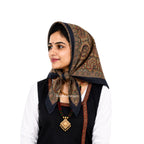 RiddhiInfotech Uttarakhand Pahadi Printed Square Scarf for Women | 26 x 26 Inch Traditional Head Scarf | Vintage Hair Wrap, Bandana, Neck Scarf & Stylish Fashion Accessory | Multicolour