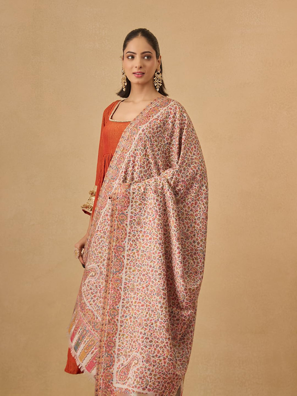 Pashmoda Women Mehak Kaani Wool Blend Kashmiri Shawl (Size: 40x80in, 101x203cm) RSS42