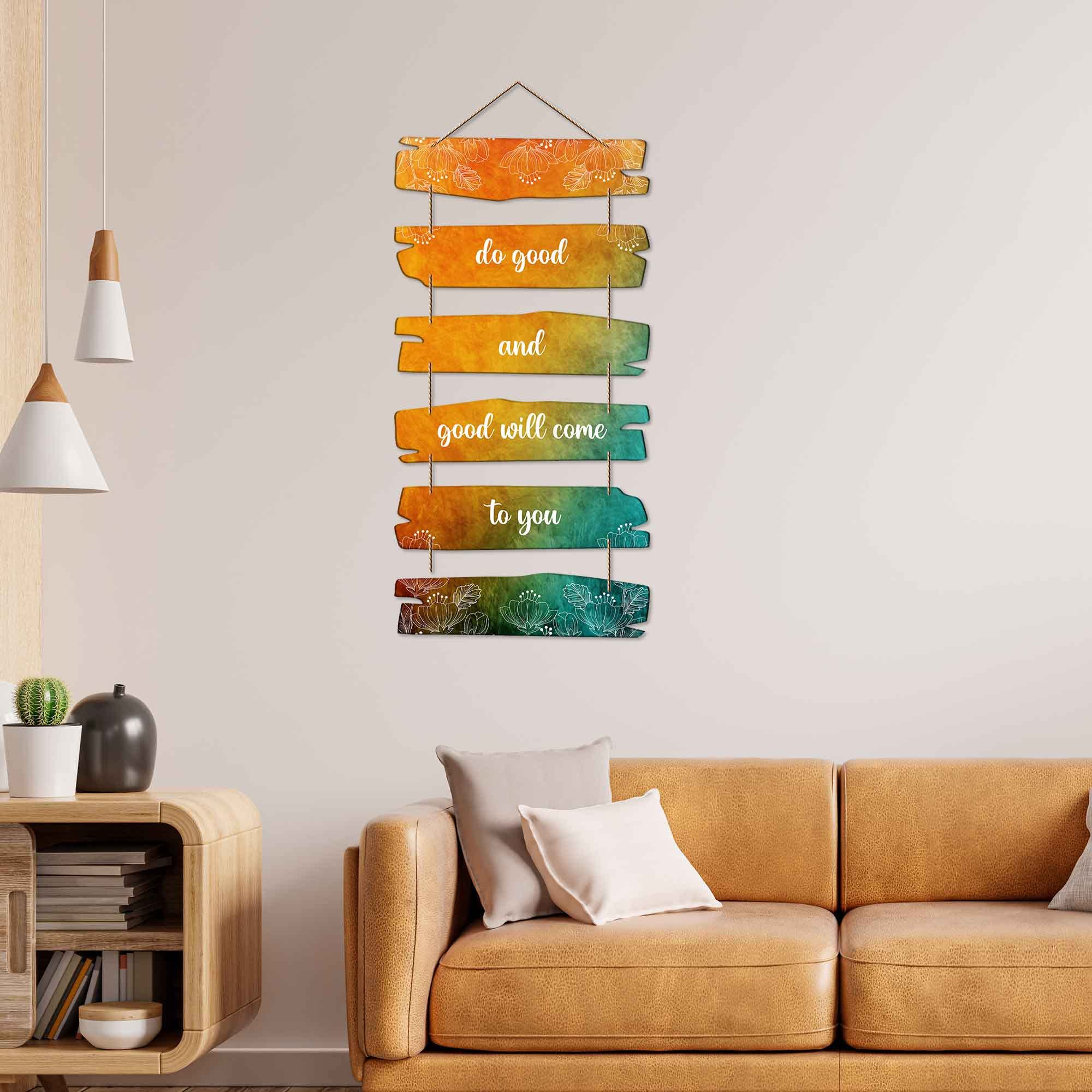 Artvibes Decorative Wall Hanging Wooden Art Decoration item for Living Room | Bedroom | Home Decor | Gifts | Quotes Decor Item | Wall Art For Hall | Mdf Wall Decoration, Set of 6 (WH_3225NR)