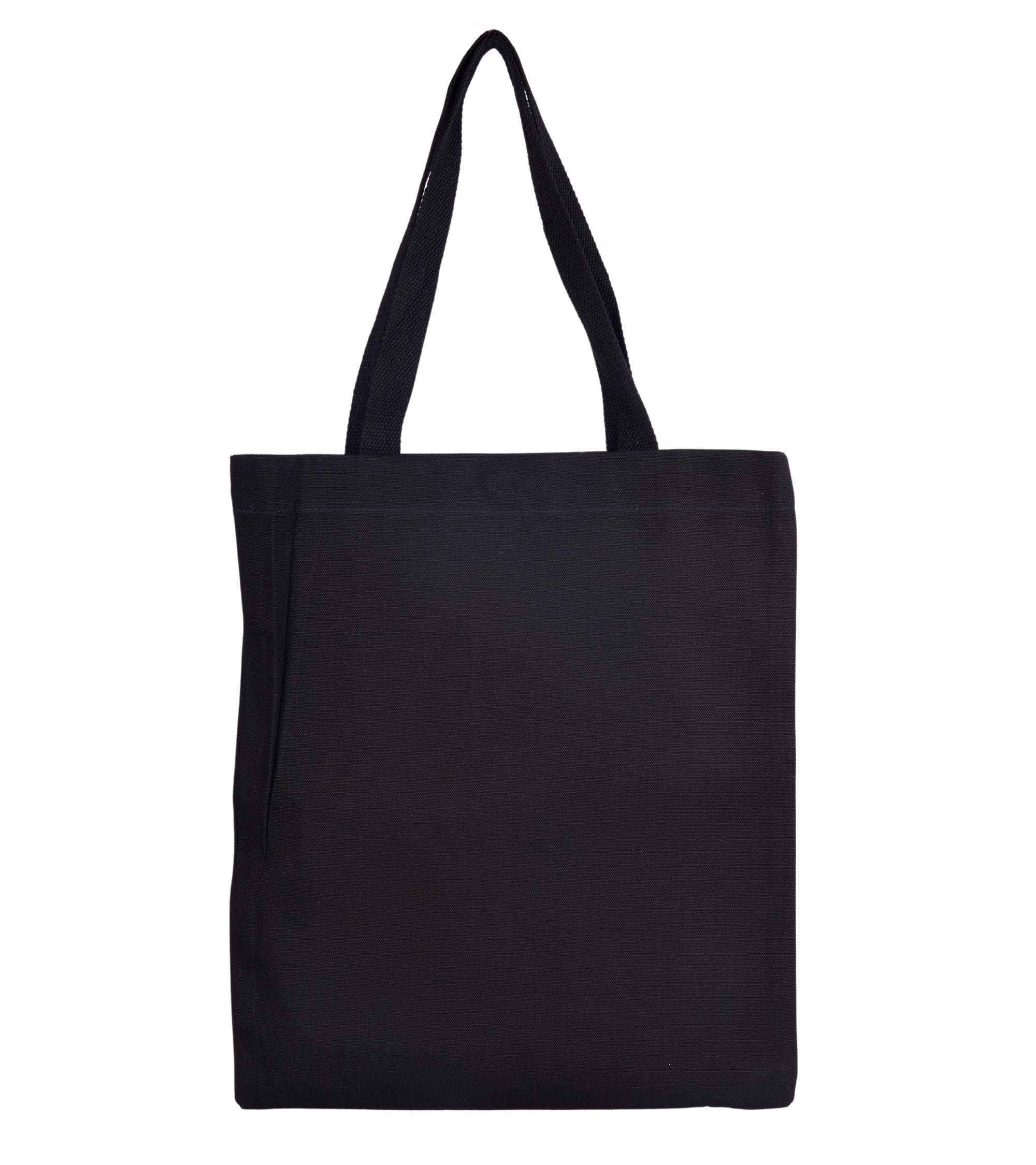 Premsons® The Gossy Shrub Durable Premium Cotton Canvas Tote Bag with Magnetic Button Closure for Shopping, Travel, Beach, Camping, Outdoor Activities (Versatile, Black)