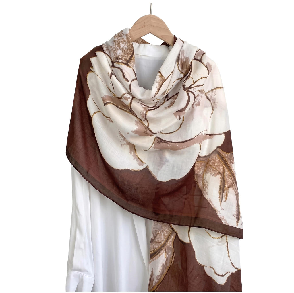 SCARFITT Viscose Printed Stole Dupatta Hijab (Brown)