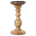 Vudy Wooden 8 Inch High Wooden Pillar Candle Holder Ideal for Weddings or Parties as Well as Home Decor (Brown)