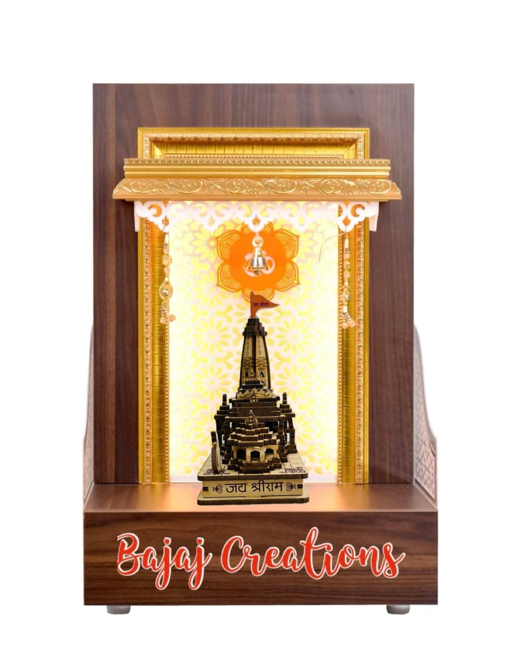 Bajaj Creations Ram Mandir Ayodhya 3D Model Wooden Temple Authentic Design Ideal for Home Temple, Home Decor & Gifts Size (4.5 inch(Small))