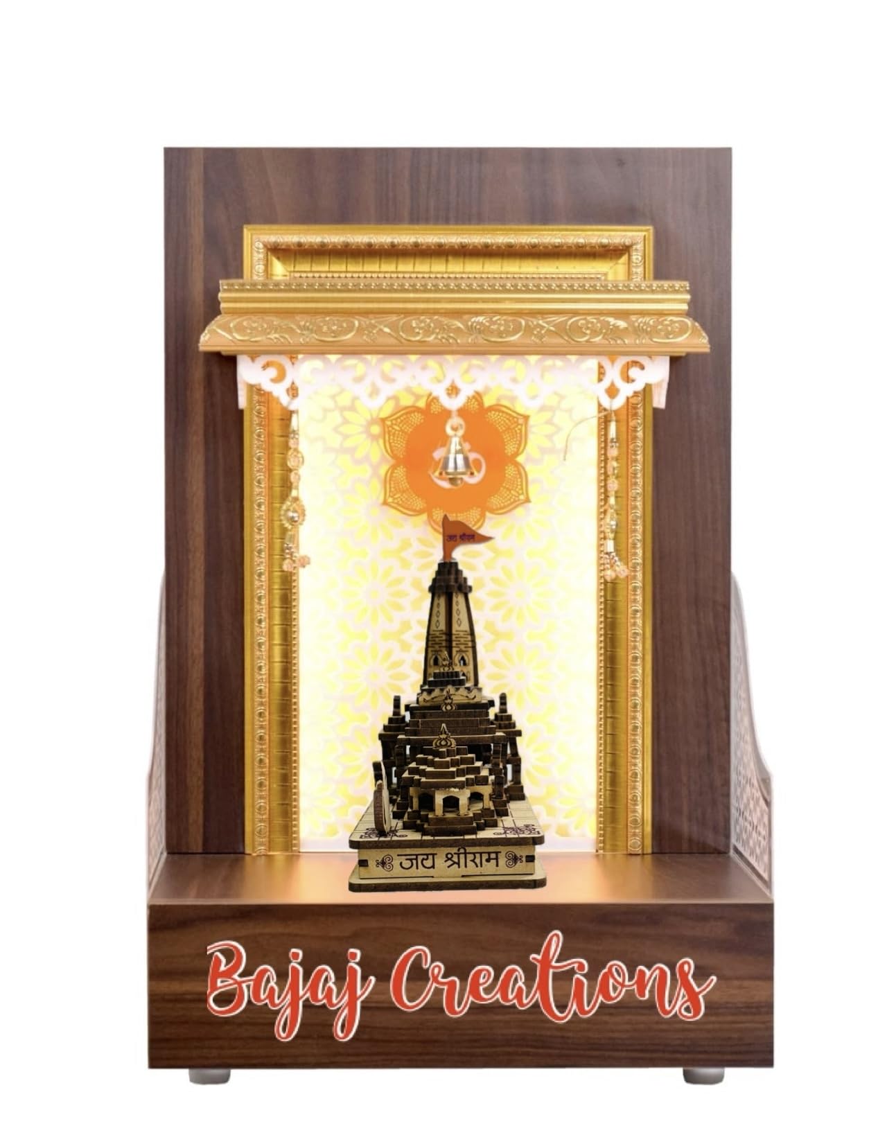Bajaj Creations Ram Mandir Ayodhya 3D Model Wooden Temple Authentic Design Ideal for Home Temple, Home Decor & Gifts Size (4.5 inch(Small))