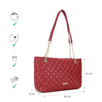 Fastrack PU Structured Quilted Tote Bag with Chain Shoulder Straps | Diamond Quilted Tote with Zipper Closure | Totes for Office & Daily Use | Ladies Purse Handbag