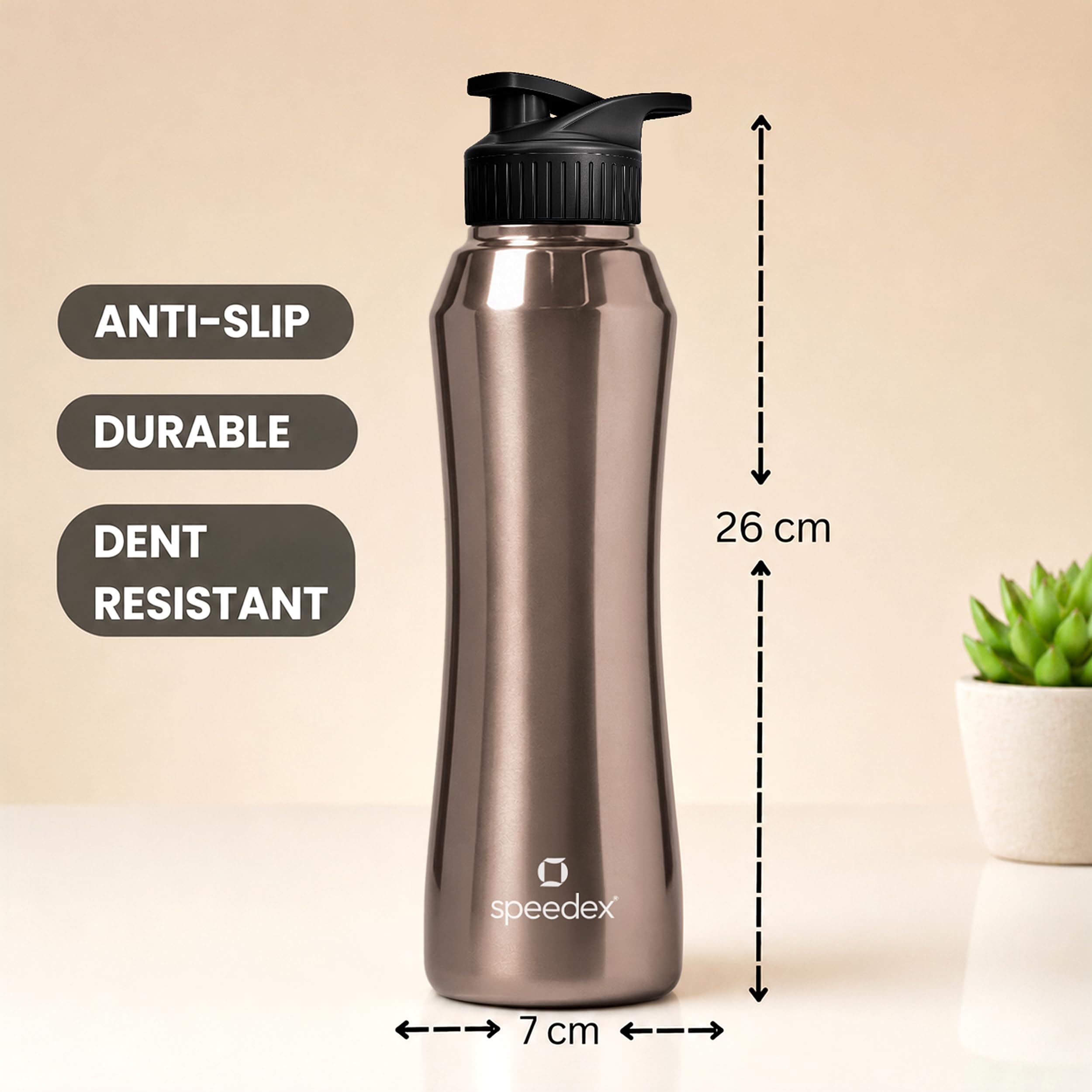 Speedex Stainless Steel Water Bottle 1 Ltr, Leak Proof Sipper Cap, BIS Approved 1000 ml Metal Bottle For Daily, Office, School, Gym, Travel Use for Men, Women, Kids, Adults, Copper Gold, Set of 2