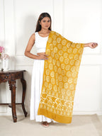 Gutthi Women's Cotton Stoles | Scarf Lightweight & Comfortable for All Seasons | Soft Floral Scarves, Size (100X180 CM) (Yellow)