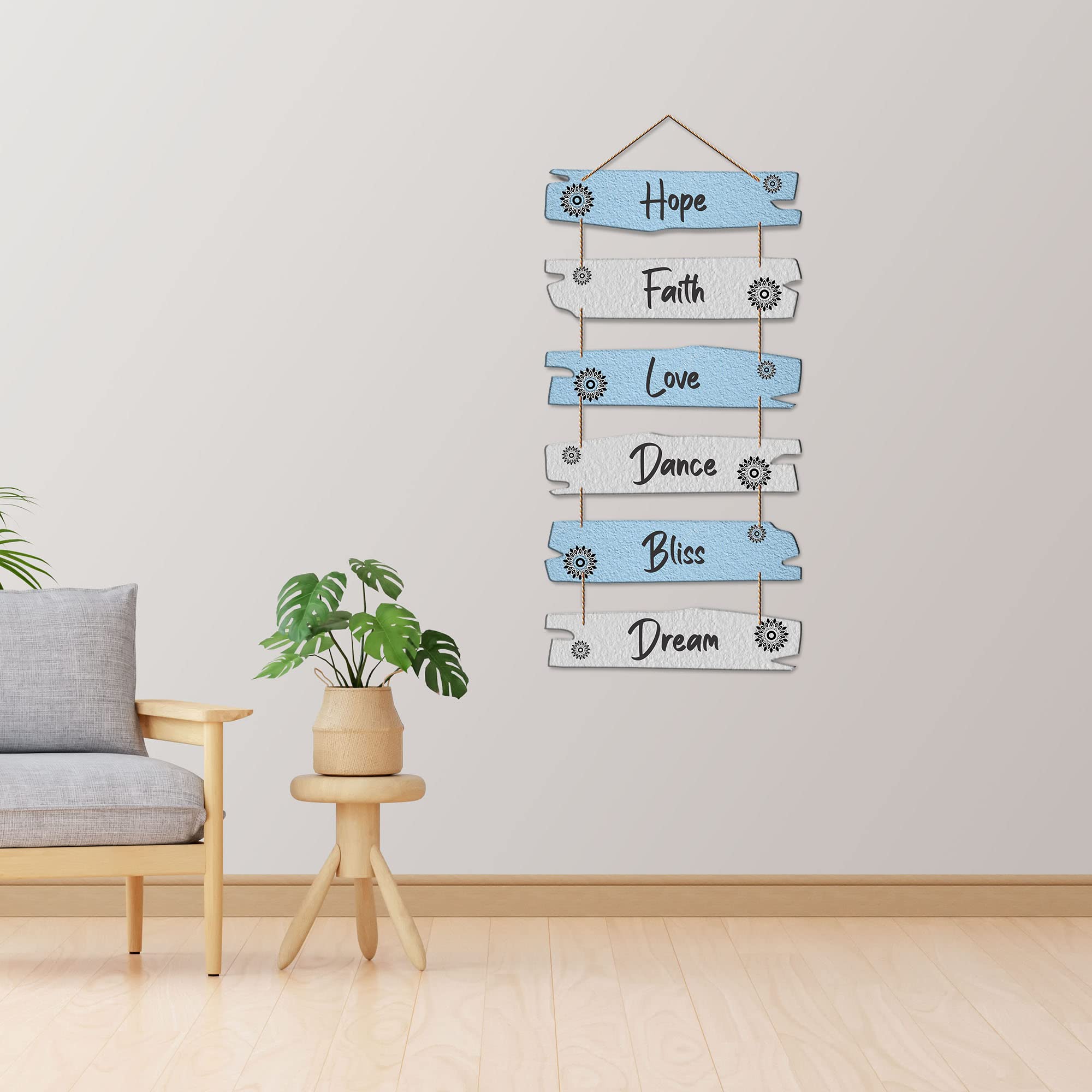 Artvibes Hope Faith Love Dance Designer Wall Hanging Wooden Art | Quotes Decor Item | Wall Accent | Office Decoration Item | Inspirational Quotes Wall Art | Mdf Wall Decoration | Gift Items (WH_3232N)