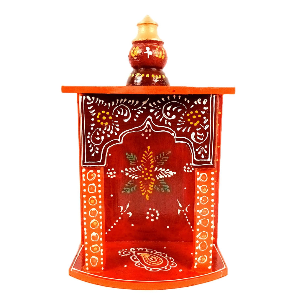 Apka Mart The Online Shop Home Temple | Pooja Mandir Small | Wooden Wall Mounted Puja Unit/Stand - for God, House, Office & Shop - 11 Inch