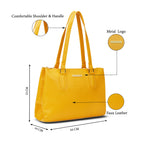 Caprese Meta Small Tote Bag for Women with Comfortable Straps | Stylish Shoulder & Handheld Bag | Fits Up to 16 Inch Laptop | Durable, Multi-Compartment Design for Work, Travel, Shopping (Ochre)