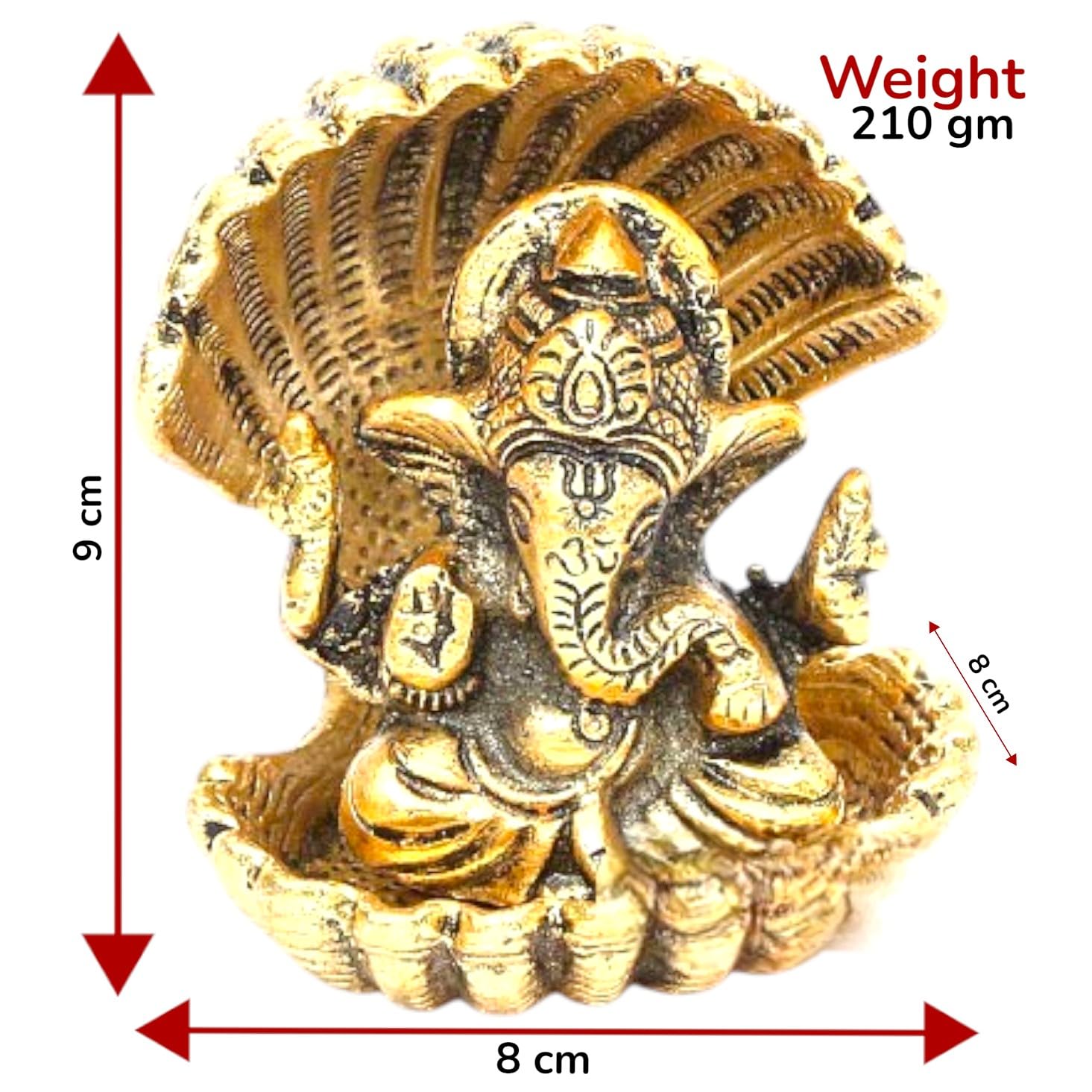 Ganesha Sitting Under seep cave Ganesh ji Gold Plated for Home Decor