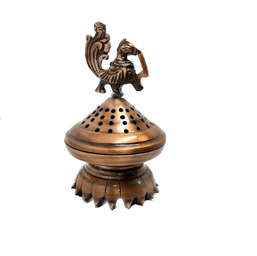 Kridaykraft Metal Copper Color Finish Dhoop Dani | Bakhoor Holder | Loban Burner | Incense Holder, for Poja Room