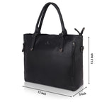 DAZZLE Women's Pu Leather Tote Bag with Sturdy Handle, Main Compartment, Adjustable Strap, 30 cm x 40 cm x 15 cm (BLACK)