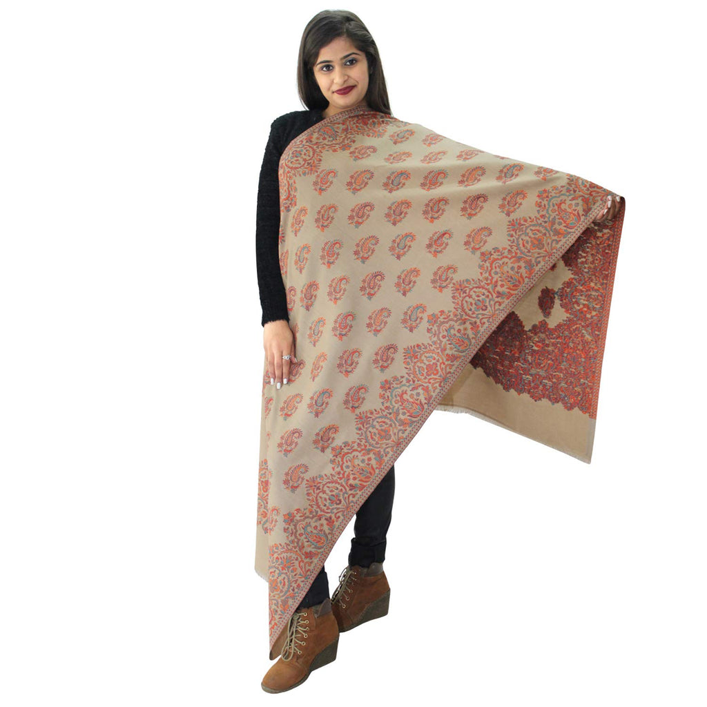 HAUTEMODA Women's Woollen Woven Shawl-28: X80 (Ad002Ar05Bg_Beige_Free Size)