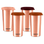 MILTON Copper Drinking Water Tumbler with Lid, Set of 4, 480 ml Each, Copper | 100% Leak Proof | Office | Gym | Yoga | Home | Kitchen | Hiking | Treking | Travel Tumbler
