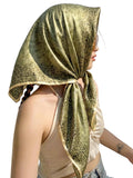 leeza store Women's Premium Silk Scarf – Olive Green 40X40 Square Stole | Tonal Vine Motif Design | Soft Lightweight Silk Neck Scarf, Head Scarf & Hijab Wrap