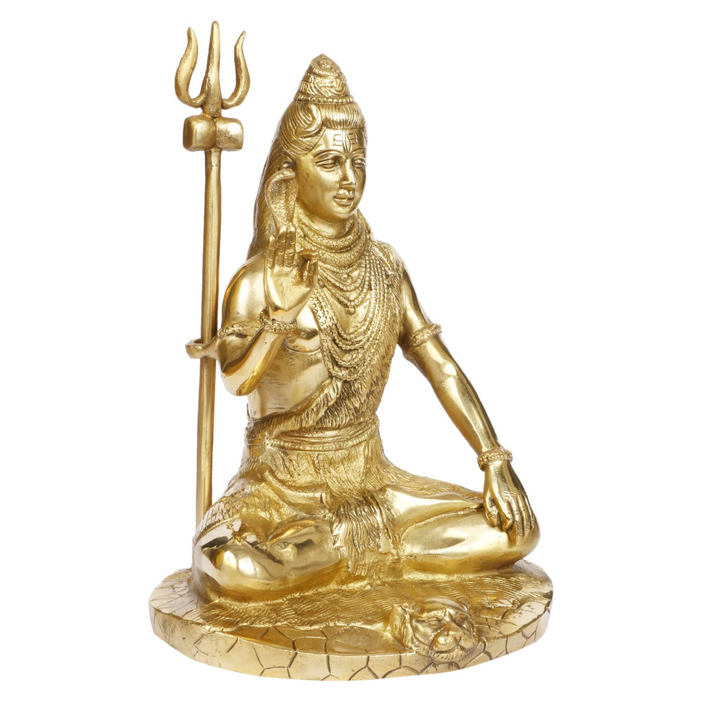 ARTVARKO Brass Blessing Lord Shiva Murti Idol Shankar Bhagwan Bhole Nath Statue Home Mandir Puja Temple 10 Inches