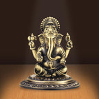 Shilpkala 2.2 Inch Brass Ganesh God Idol with Cobra Belt for Home & Office, Pooja, Table Decor, Worship & Gift