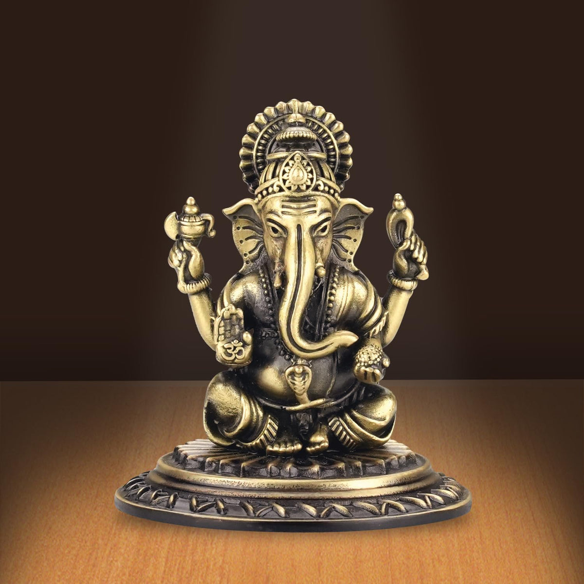 Shilpkala 2.2 Inch Brass Ganesh God Idol with Cobra Belt for Home & Office, Pooja, Table Decor, Worship & Gift