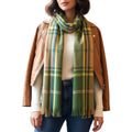 Plaid Winter Scarf, Green Multi-Colour Pattern, Fringe Trim, Soft Woven Fabric Fashion Scarf for women and men