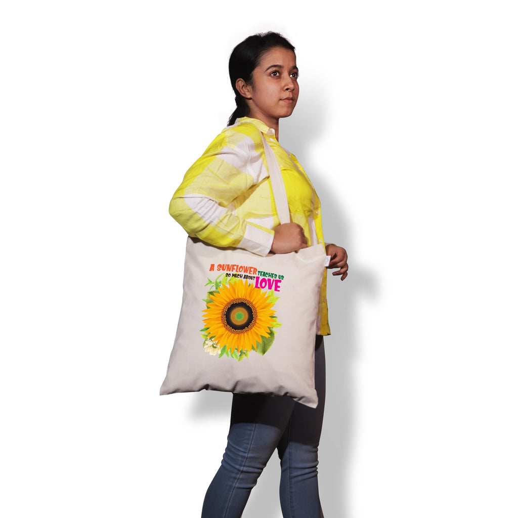 Gift a Joy Sunflower Print Cotton Tote Bag for Women & Girls | Reusable Multipurpose Shopping Bag for Office, College, Travel & Daily Use