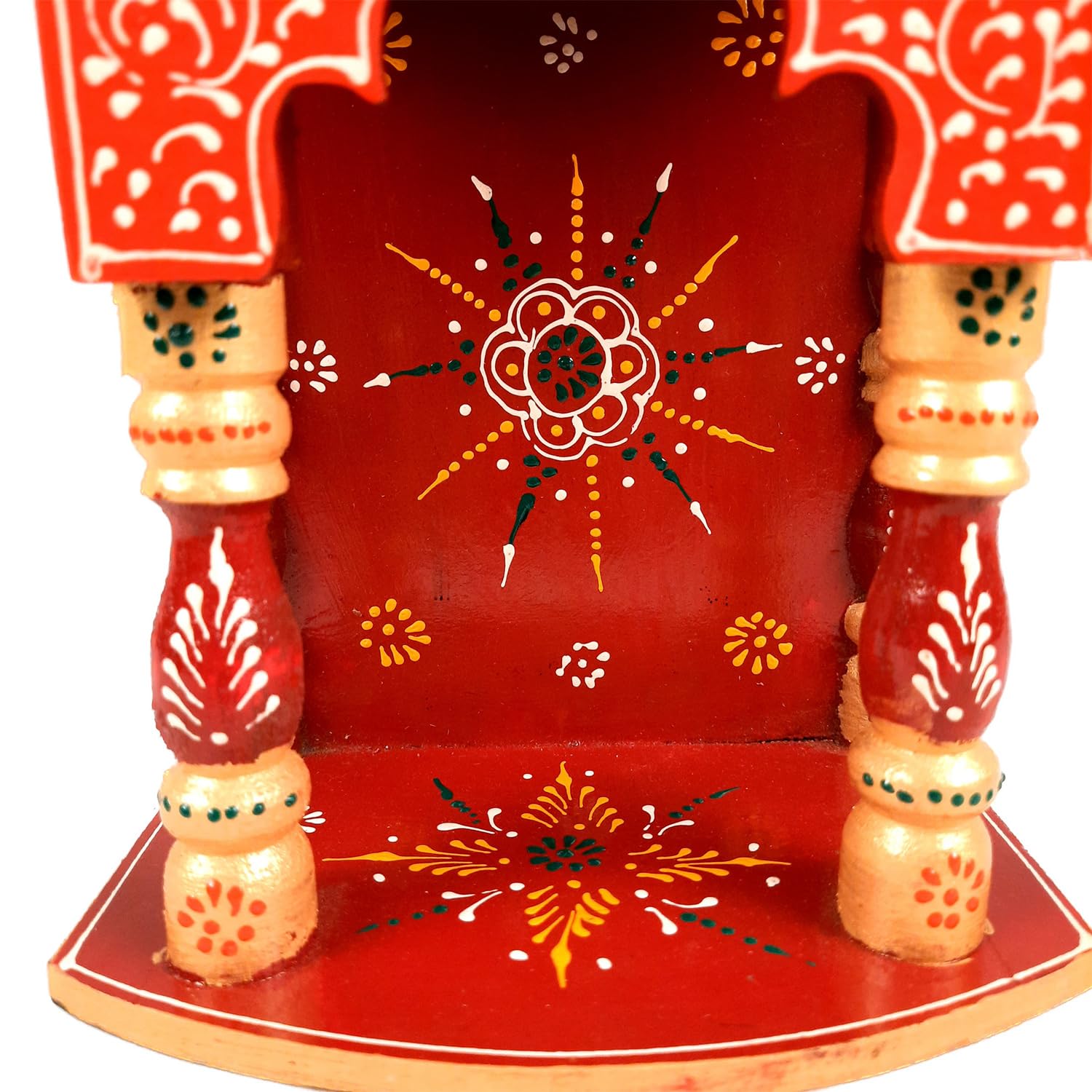 Apka Mart The Online Shop Pooja Temple Hanging | God Temple for Home | Wooden Mandir Stand | Puja Unit Small Wall Mounted with Detachable Gumbad - for Ghar, Office & Shop - 11 Inch