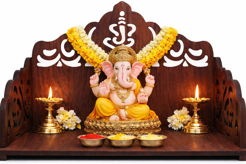 Fliptic Wooden Mandir for Home Temple | Compact Pooja Mandir for Home & Office | Wooden Puja Ghar Stand for Prayer Room | Small Devghar Temple for Decor & Daily Worship