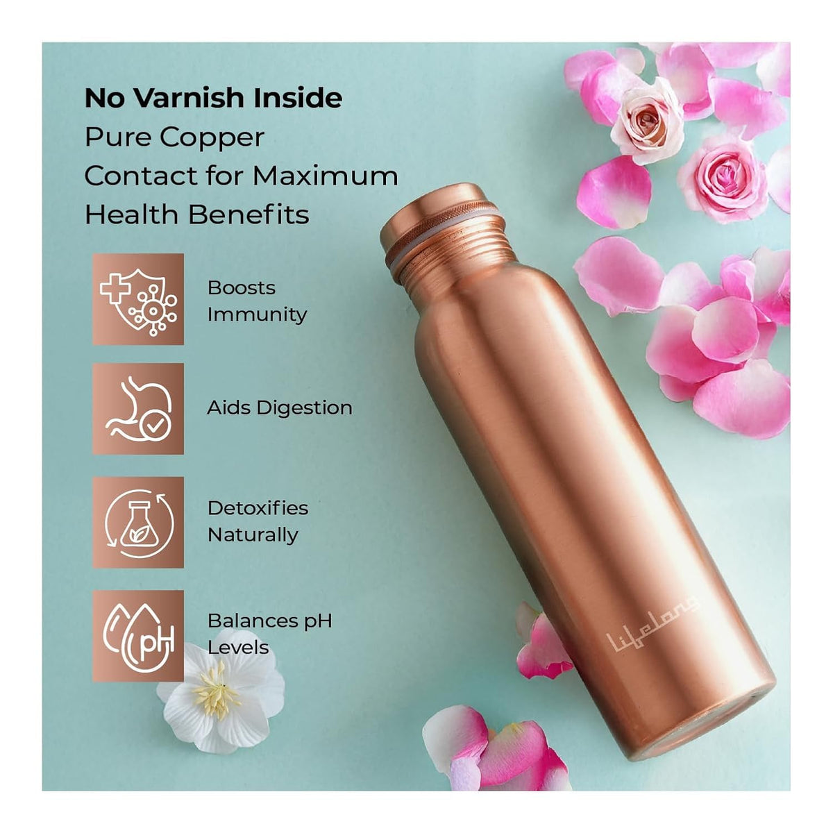 Lifelong 900 ml Copper Water Bottle | Natural Alkaline water | Leakproof & Lightweight Design Boosts Immunity | Anti-Bacterial, BPA Free, Easy to Clean with Secure Cap for School, Travel, Gym & Work