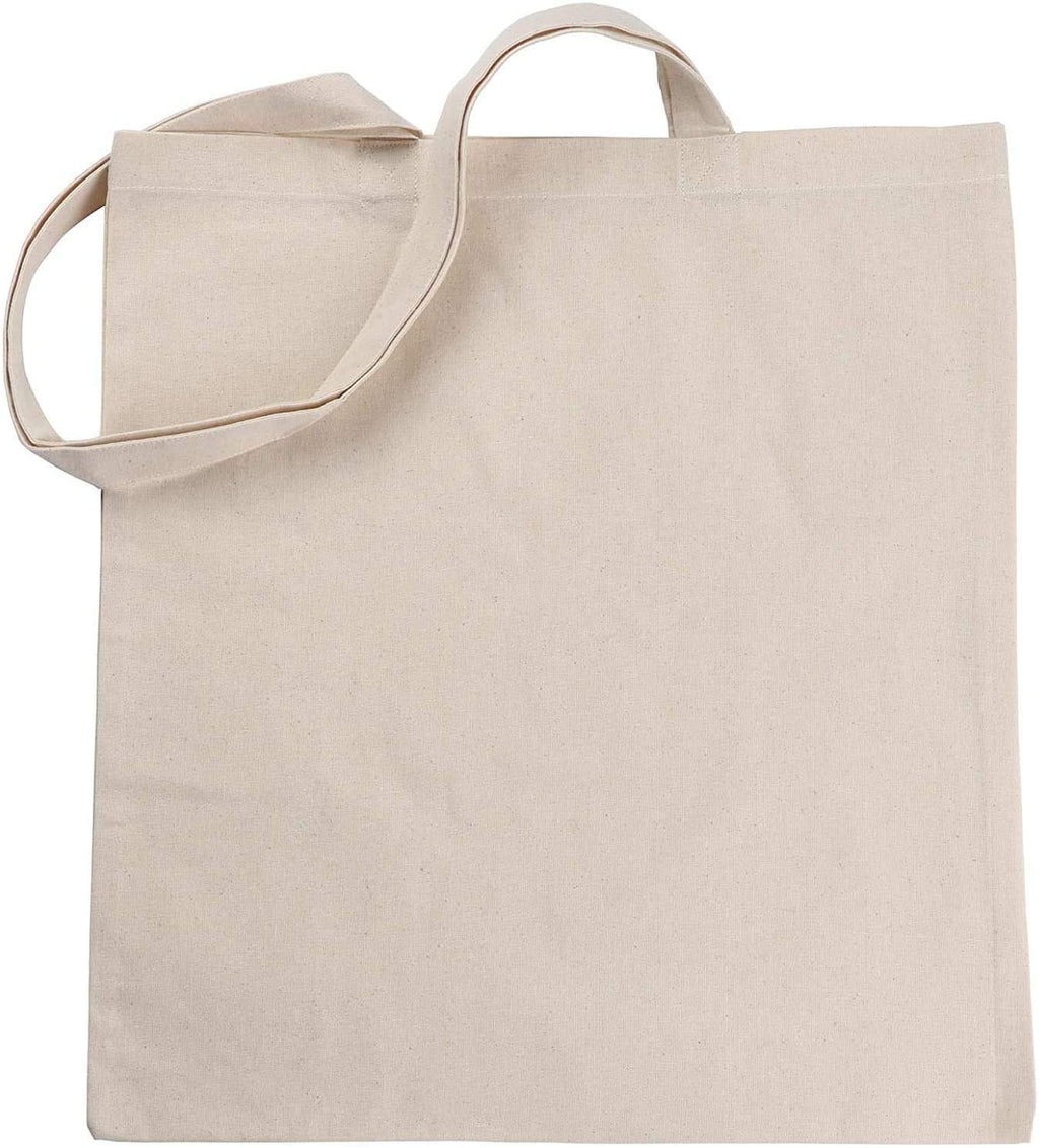 ECOFACTORYDIRECT 12 Pack NATURAL Color Cotton Bag - 15 X 16 reusable grocery bags 5.5 oz cotton canvas tote eco friendly super strong reusable washable (NATURAL, 12)