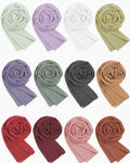 ABEEHA® 10Pcs (Random Colours) Women Chiffon Georgette Hijab Scarf, Lightweight Stole Soft Fabric, Multicolour, 180x70 cm (SET-A)