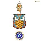 Artvibes Owl Shape Luck Prosperity MDF Wood Wall Hanger Ornaments For Vastu For Home Decoration | Livingroom | Spiritual Decor Item | Wall Illustrations | Ethnic Wall Decor | Wall Art Print (WH_8504N)