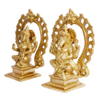 ARTVARKO Brass Ganesha Laxmi Ganesh Lakshmi Bhagwan Luxmi Idol Sitting Statue for Home Office Success Entrance Décor Diwali Pooja Good Luck Gift (7.5 Inch)