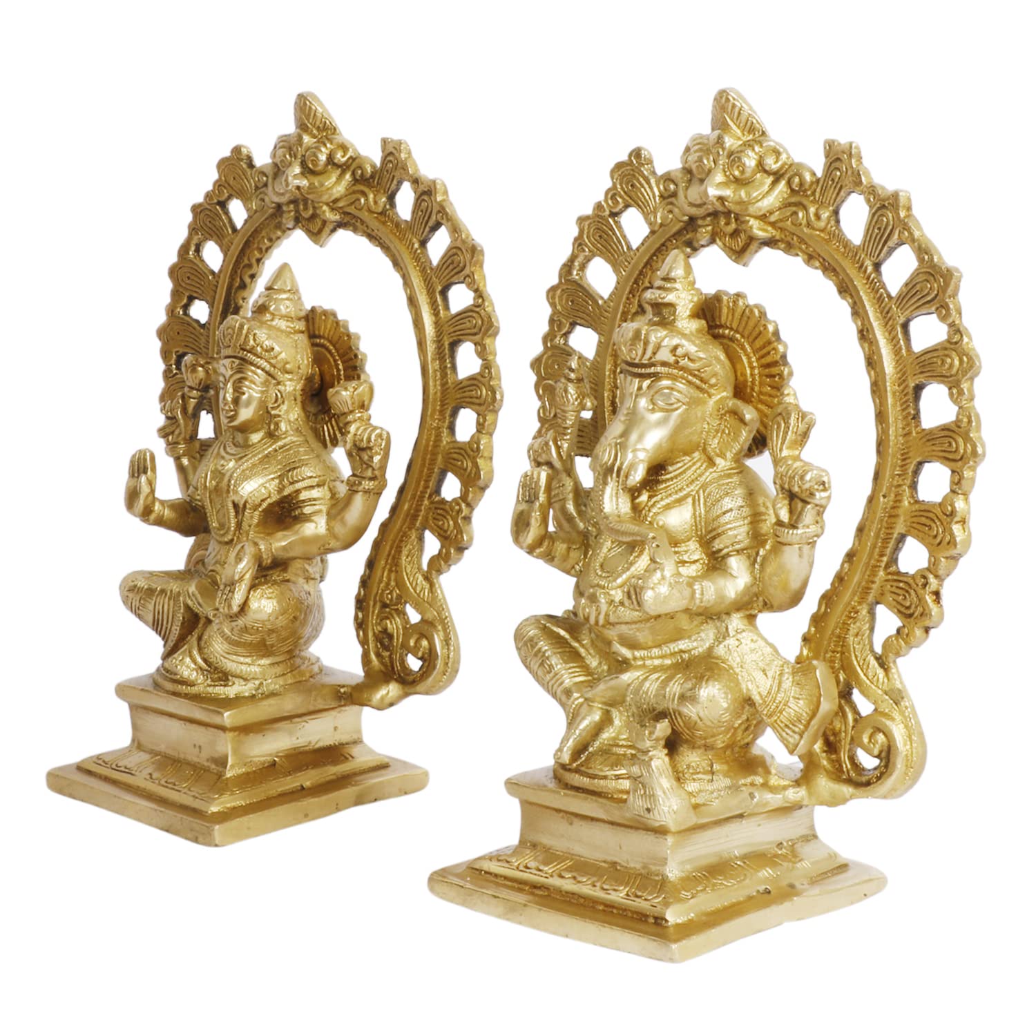ARTVARKO Brass Ganesha Laxmi Ganesh Lakshmi Bhagwan Luxmi Idol Sitting Statue for Home Office Success Entrance Décor Diwali Pooja Good Luck Gift (7.5 Inch)