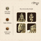 Shilpkala Brass Mahadev Murti with Trishul & Damru - Fine Detailing & Antique Finish, Murti for Mandir, Livingroom, Office Table, Best for Gifting, (2.8 Inch, Coffee Antique)