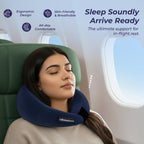 Frido Travel Comfort Combo | 3D Blackout Eye Mask & Memory Foam Travel Neck Pillow with Free Pouch for Men & Women | Perfect for Flights, Car, Train Travel | Lightweight, Black