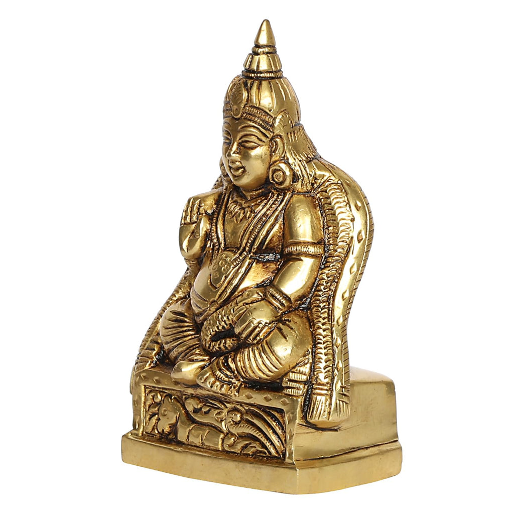 SVARUP Brass Kuber Sitting Statue Yantra Showpiece Vastu Remedy Shri Kubera Idol for Good Luck Money and Feng Shui Gold Color Height 4.5 inch