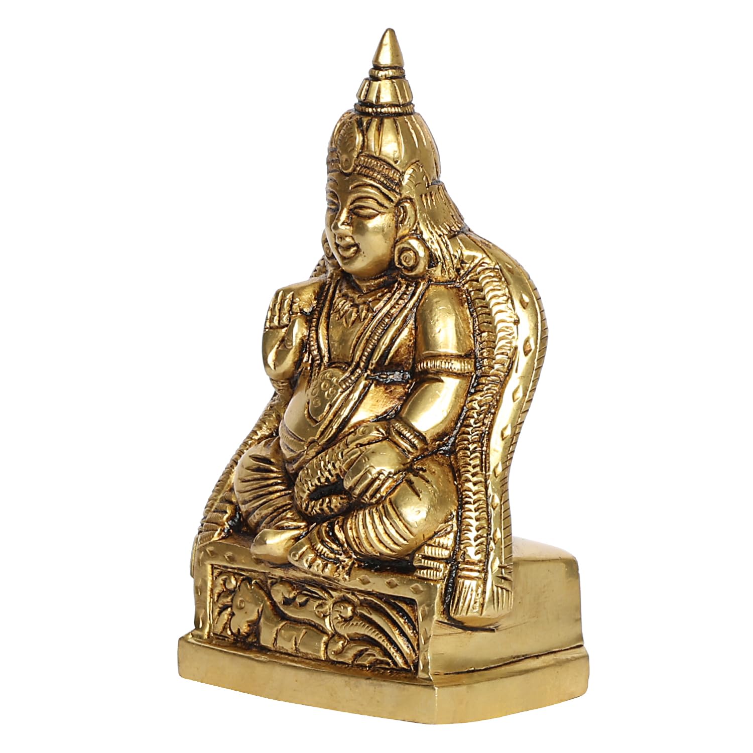 SVARUP Brass Kuber Sitting Statue Yantra Showpiece Vastu Remedy Shri Kubera Idol for Good Luck Money and Feng Shui Gold Color Height 4.5 inch