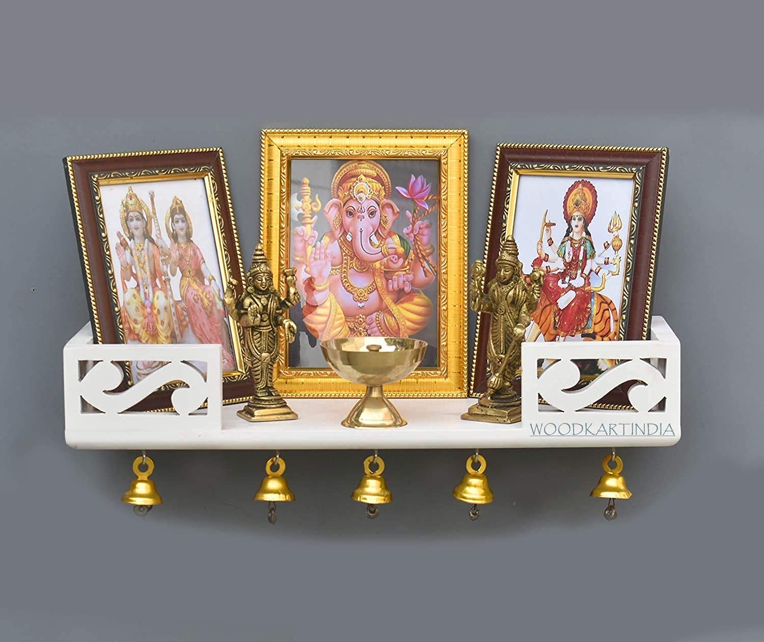WOOD KARTINDIA Woodkartindia MDF Home Temple (45.7 x 15.2 x 8 cm) (White)