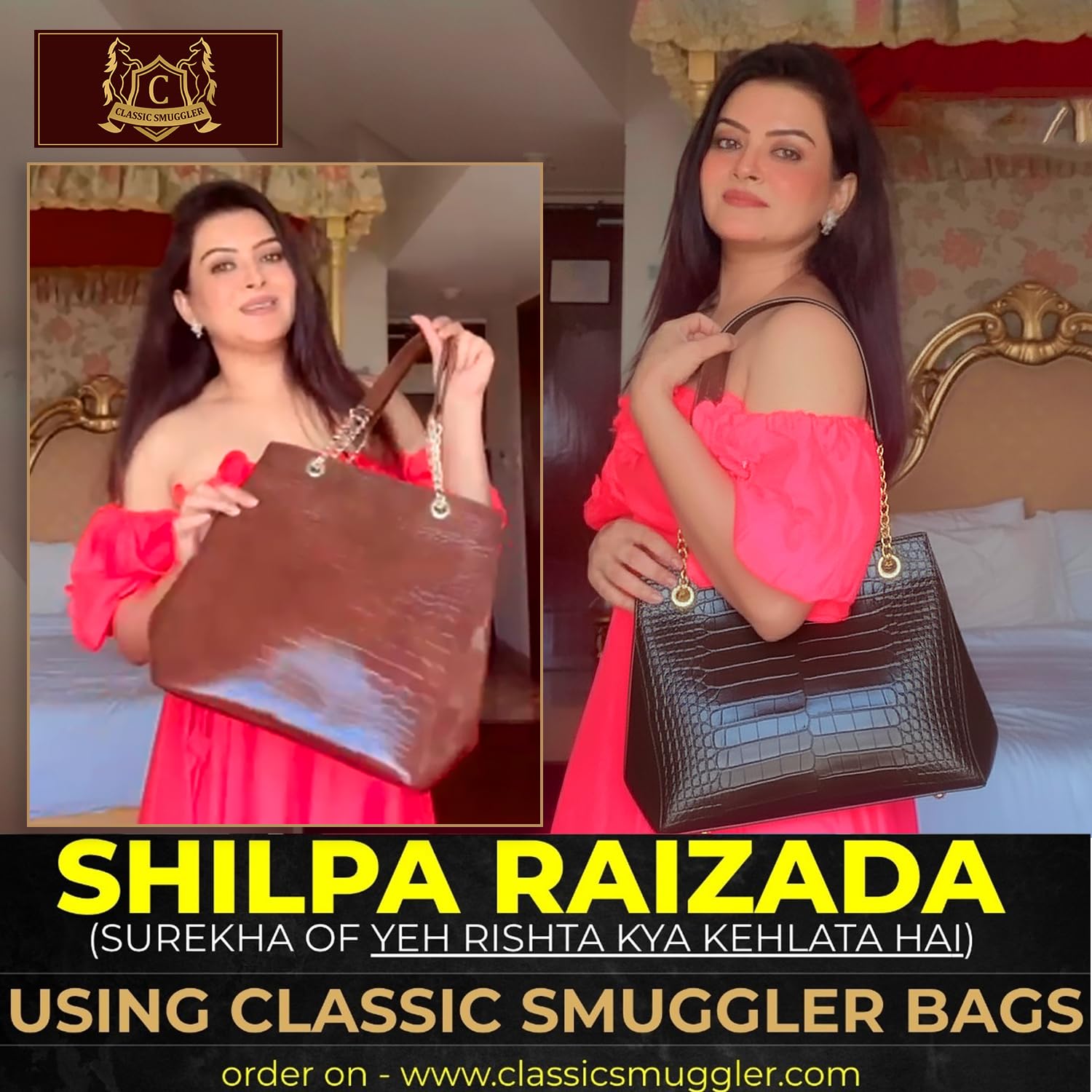 CLASSIC SMUGGLER Large Capacity Croco Pattern Tote Bags For Womens Big Purses And Handbags Ladies Shoulder Bag (Dark Brown)