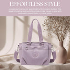 MOCA Women Nylon Tote Bag Lightweight Waterproof Handbag Large Capacity Multi Compartment Shoulder Crossbody Bag Daily Use Office Travel College Ladies Purse with Zipper (Lilac)