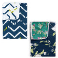 Divine Casa Polyester All-Weather 120 GSM Printed Lightweight Reversible Design Set of 2 Single Bed AC Dohar Blanket - Dark Blue and Blue| TC - 120 Kafalo