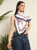 Ravaiyaa - Attitude is everything Women's Crepe Silk Digital Print Large Square Scarf Breathable Lightweight Neckerchief Printed Headscarf 40 x 40 Inch (Rose Octave Marsal)